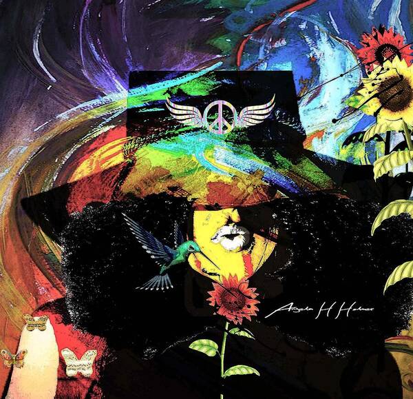 Colorful Abstract with Wings and Flowers - Art Print