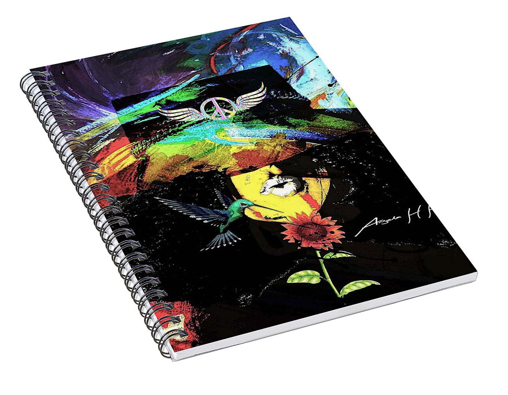 Colorful Abstract with Wings and Flowers - Spiral Notebook