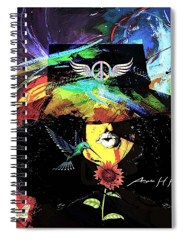 Colorful Abstract with Wings and Flowers - Spiral Notebook