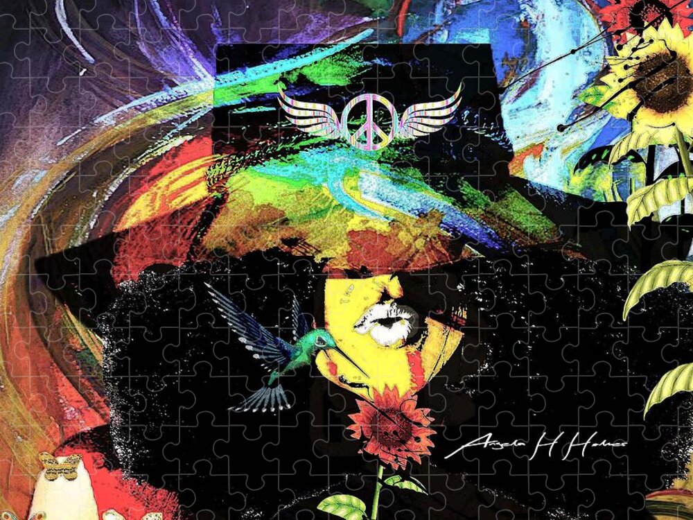 Colorful Abstract with Wings and Flowers - Puzzle