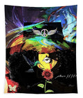 Colorful Abstract with Wings and Flowers - Tapestry