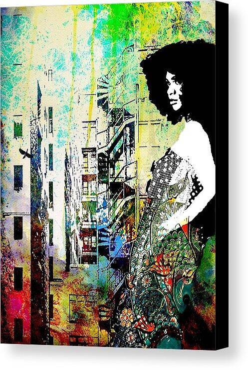 Woman in Colorful Urban Scene - Art Print