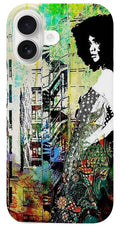 Woman in Colorful Urban Scene - Phone Case