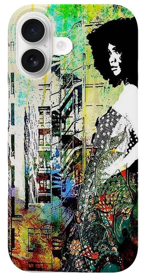 Woman in Colorful Urban Scene - Phone Case